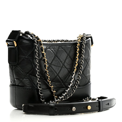 Chanel Aged Calfskin Quilted Small Gabrielle Hobo Black 3 of 12