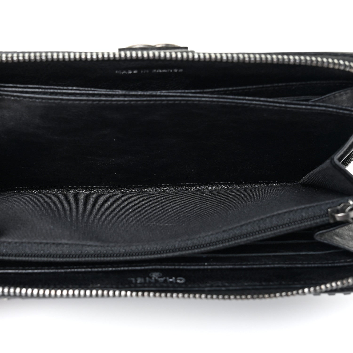 Chanel Calfskin Quilted Boy Chain Large Gusset Zip Around Wallet Black 6 of 15