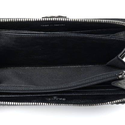 Chanel Calfskin Quilted Boy Chain Large Gusset Zip Around Wallet Black 6 of 15