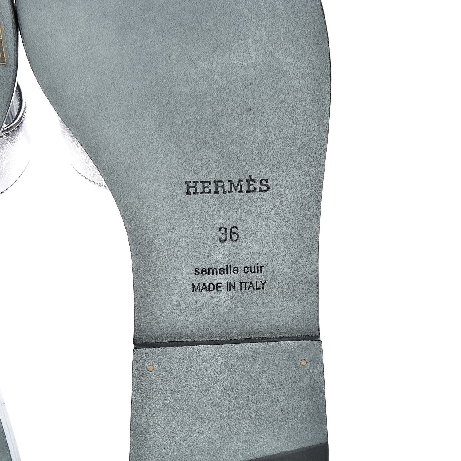 Hermes Metallic Nappa Oran Sandals 36 Argent 6 of 7
