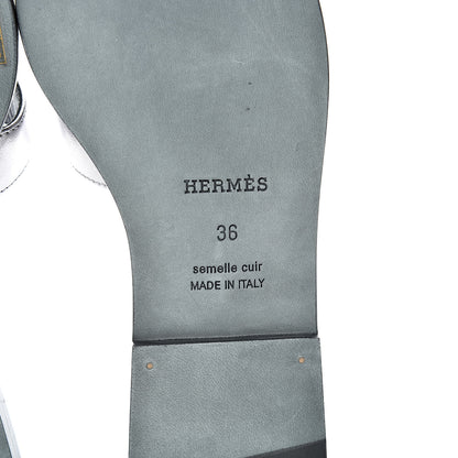 Hermes Metallic Nappa Oran Sandals 36 Argent 6 of 7