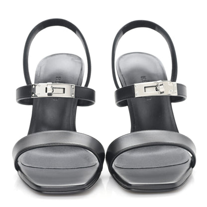 Hermes Calfskin Glamour 75 Sandals 35 Black 2 of 9