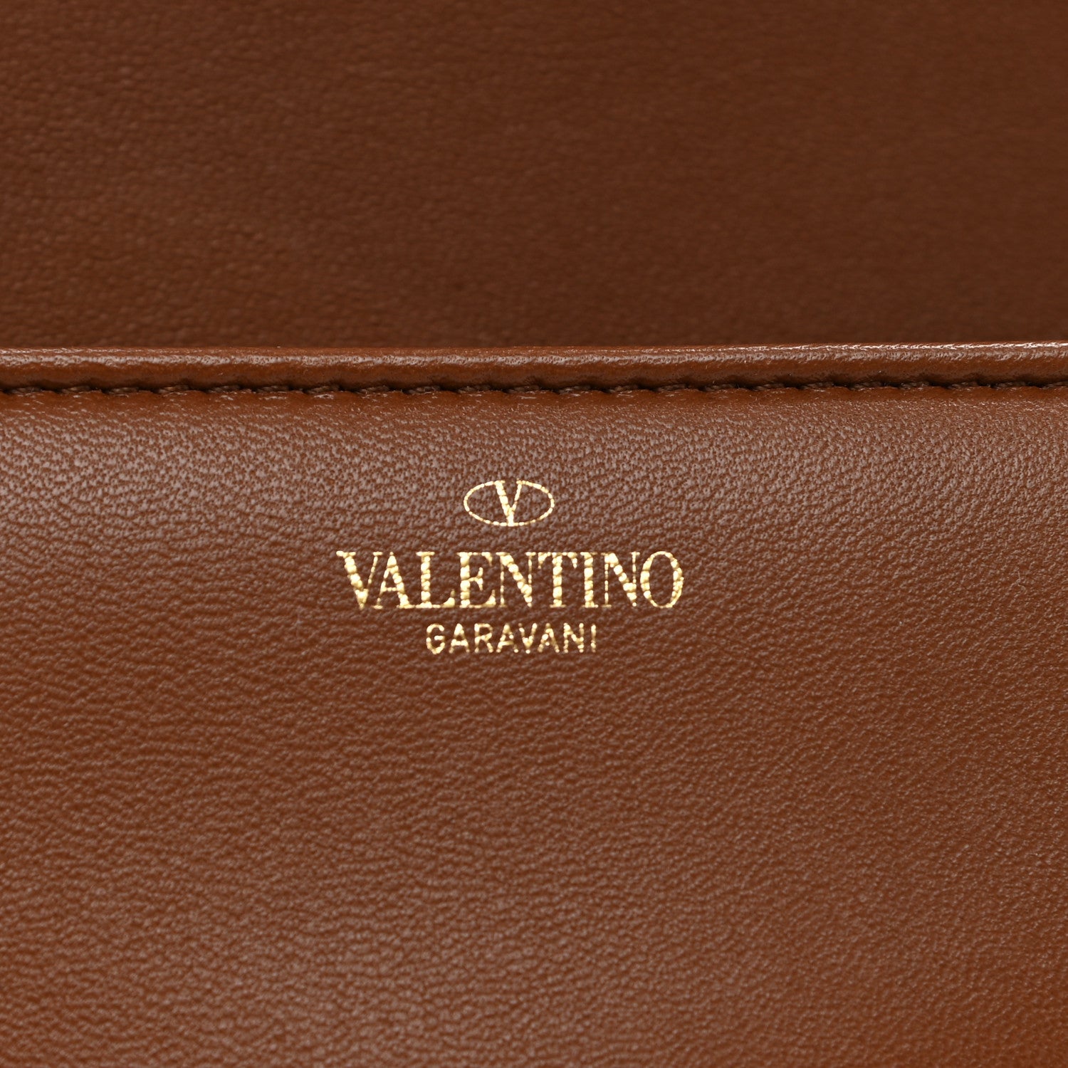 Valentino Garavani Nappa One Stud Wristlet Clutch Bag Tan Brown 6 of 7