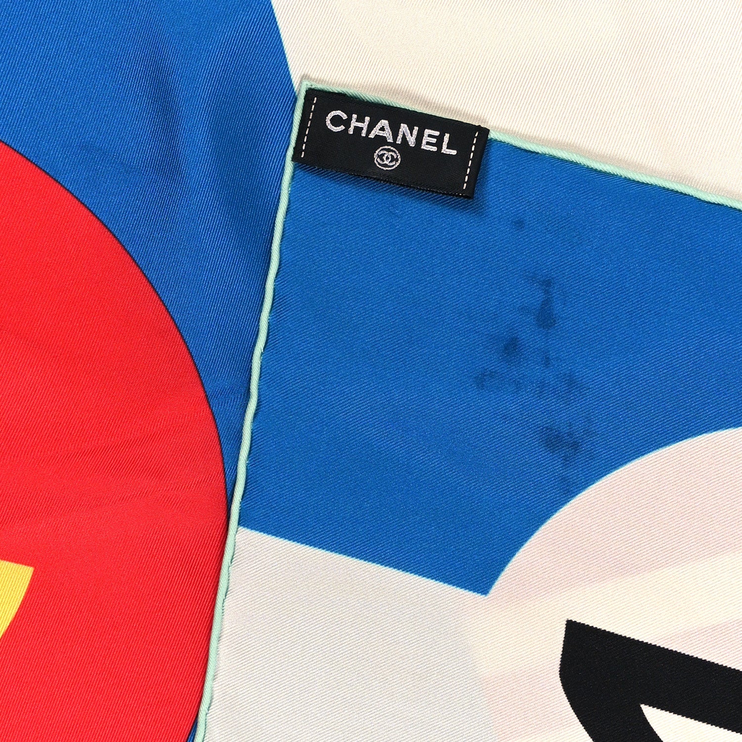 Chanel Silk Twill Logo Square Scarf Bleu 3 of 4