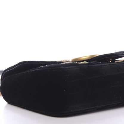 Gucci Velvet Matelasse Loved Embroidered Medium GG Marmont Shoulder Bag Black 6 of 9