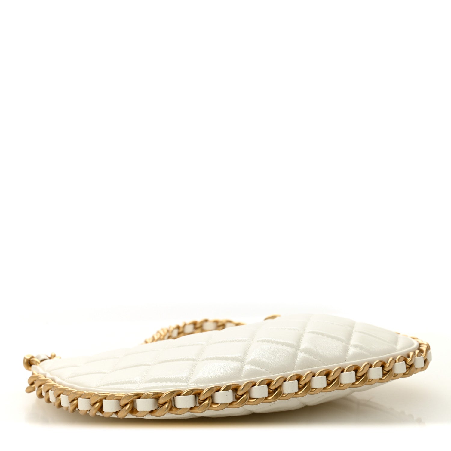 Chanel Shiny Crumpled Lambskin Quilted Trendy Chain Around Hobo White 4 of 12