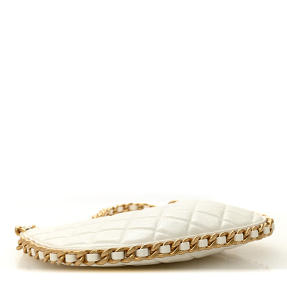 Chanel Shiny Crumpled Lambskin Quilted Trendy Chain Around Hobo White 4 of 12