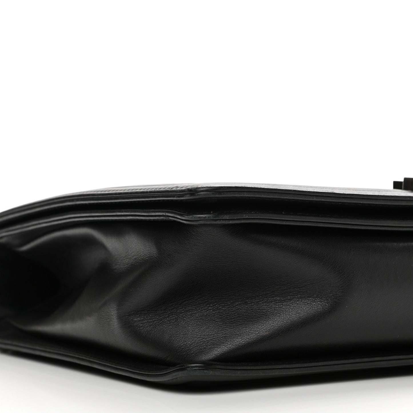 Calfskin Quilted Large Boy Flap Black