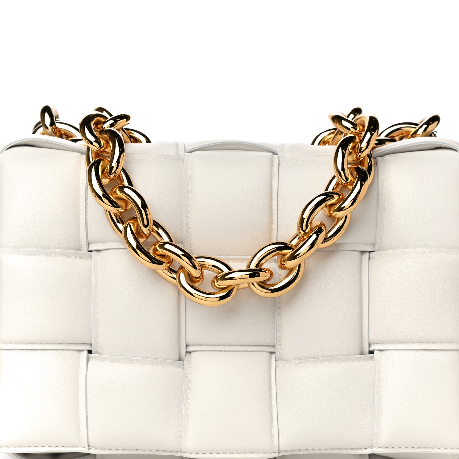 Bottega Veneta Lambskin Maxi Intreccio Padded Chain Cassette Crossbody Bag White 10 of 16