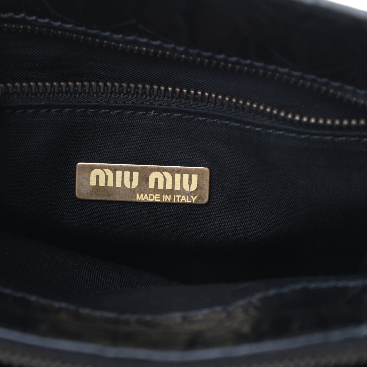 Miu Miu Calfskin Crocodile Embossed Top Handle Tote Black 6 of 12