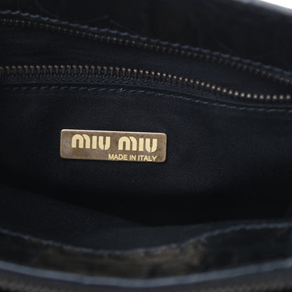 Miu Miu Calfskin Crocodile Embossed Top Handle Tote Black 6 of 12