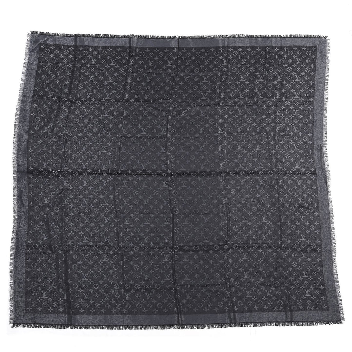 Silk Lurex Wool Monogram Shine Shawl Black