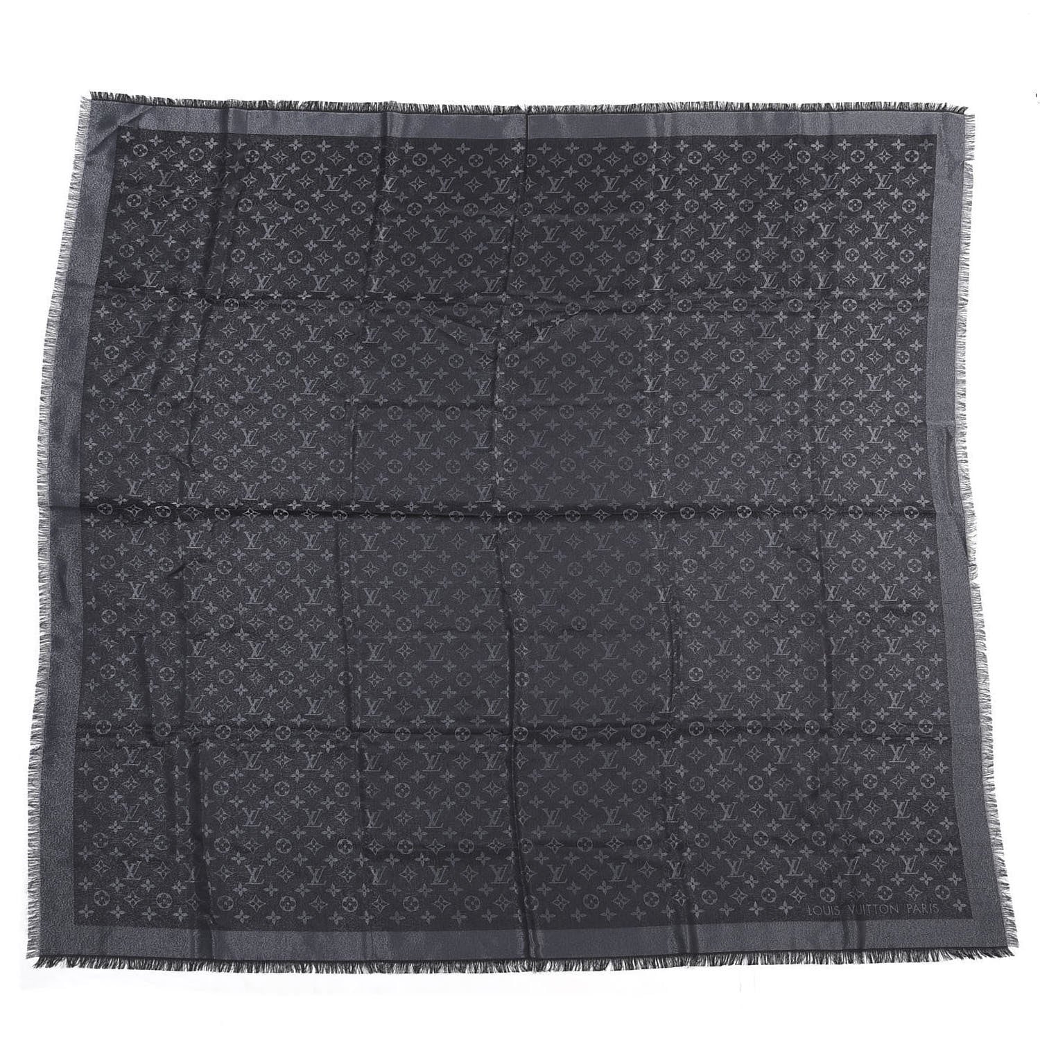 Louis Vuitton Silk Lurex Wool Monogram Shine Shawl Black 1 of 3