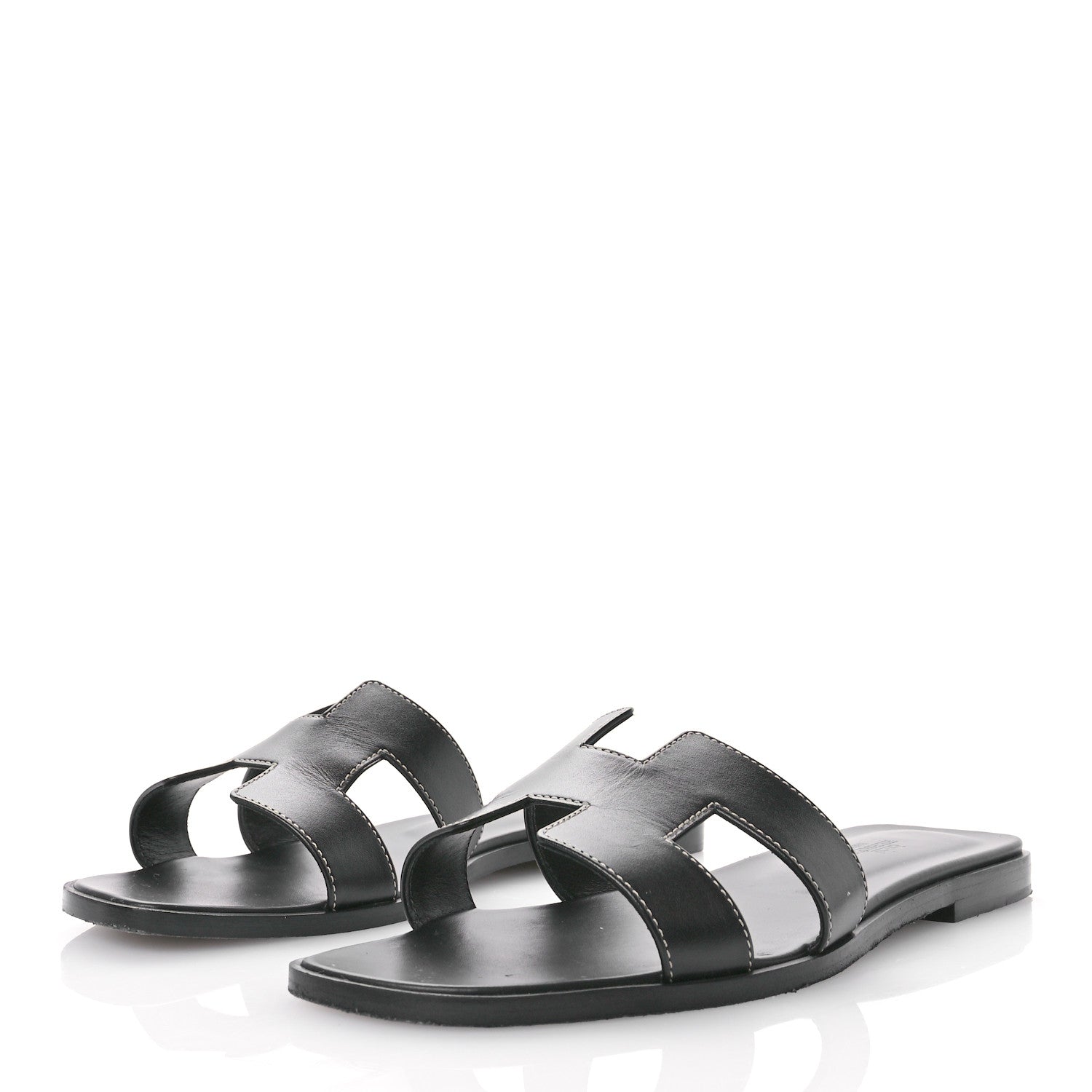Hermes Box Calfskin Oran Sandals 41 Black 4 of 10
