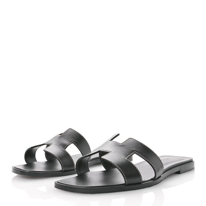 Hermes Box Calfskin Oran Sandals 41 Black 4 of 10