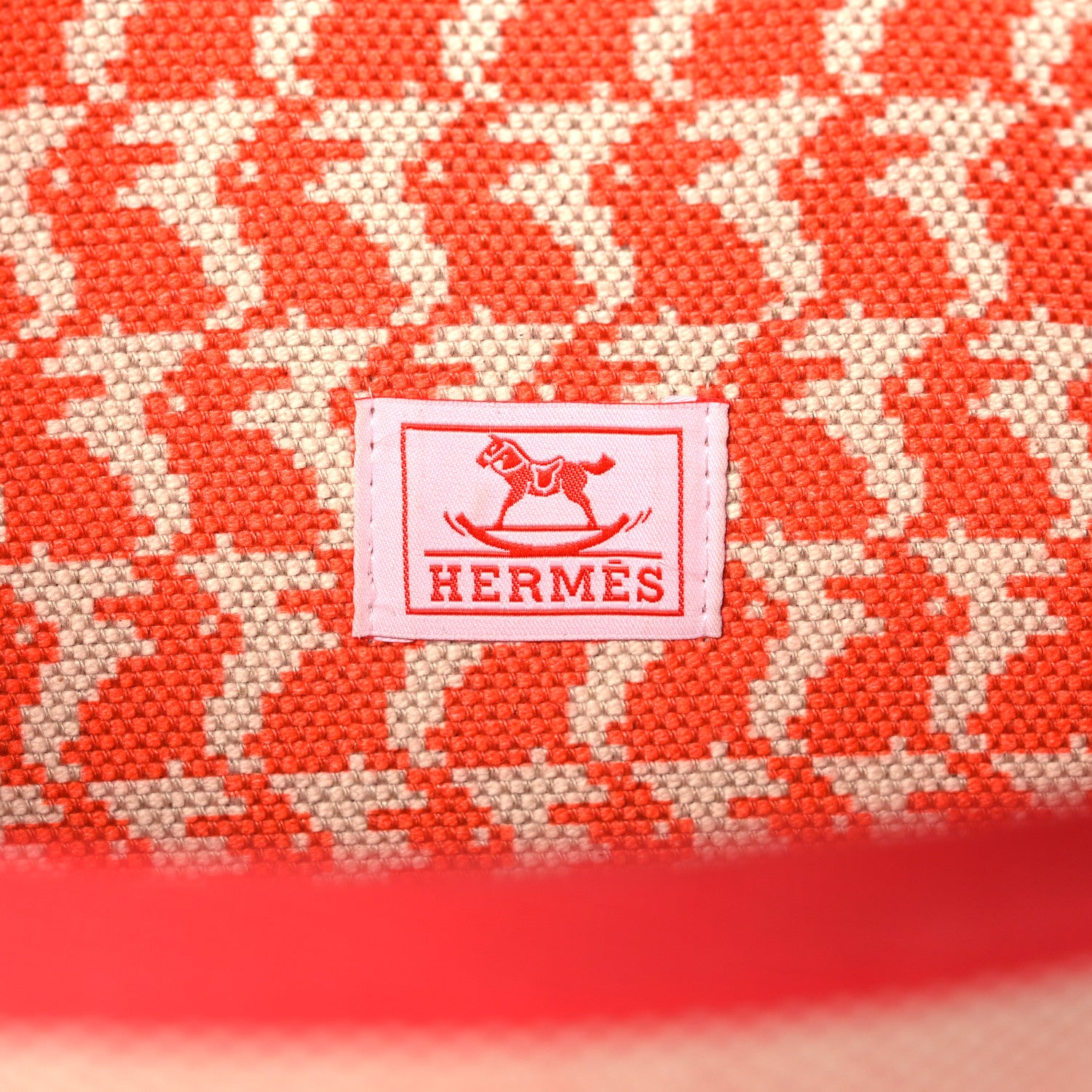Hermes Toile Canvas Barenia Childrens Animaux Pixel Backpack Red White Orange 6 of 12