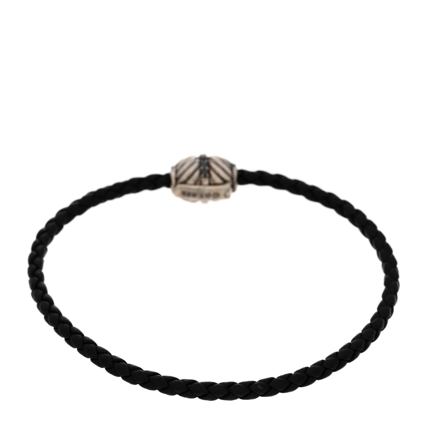 Sterling Silver Black Diamond Leather Chevron Bracelet