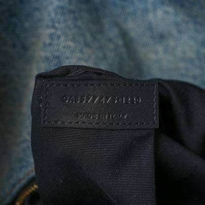 Saint Laurent Denim Quilted Medium Loulou Puffer Monogram Chain Satchel Blue Black 7 of 10