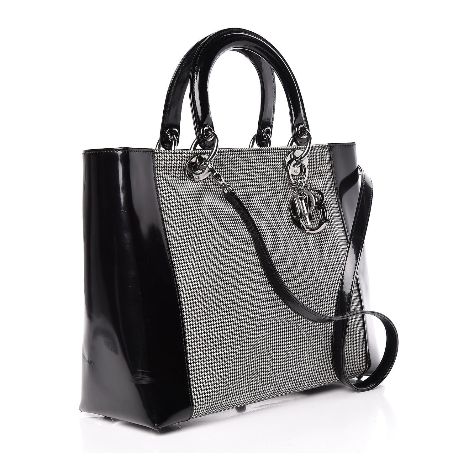 Patent Canvas Large Lady Dior Black
