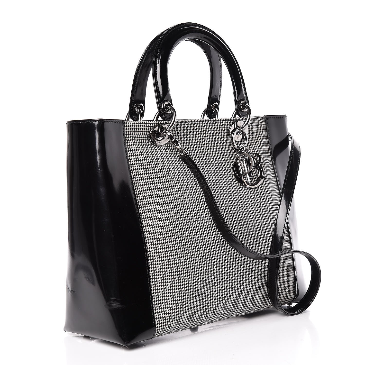 Christian Dior Patent Canvas Large Lady Dior Black 3 of 18