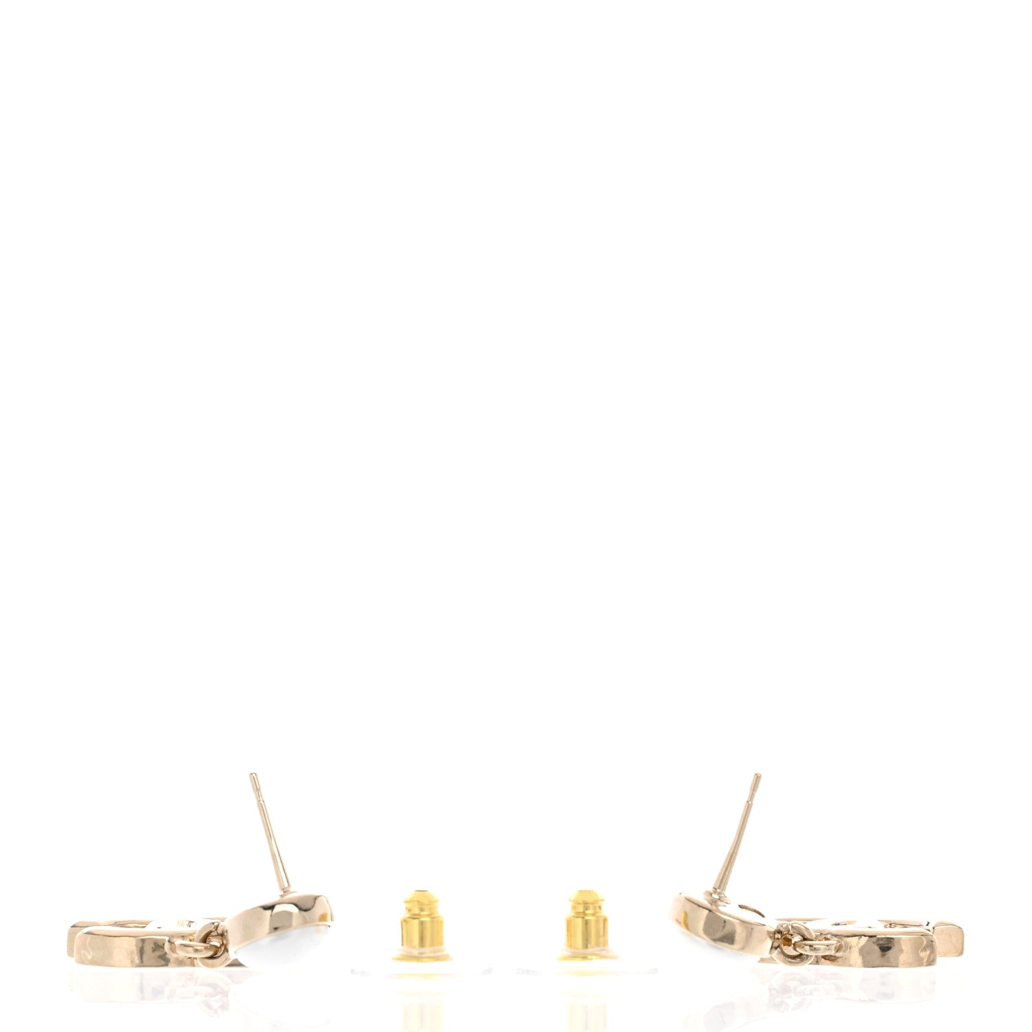 Chanel Pearl Enamel CC Drop Earrings Pink 4 of 4