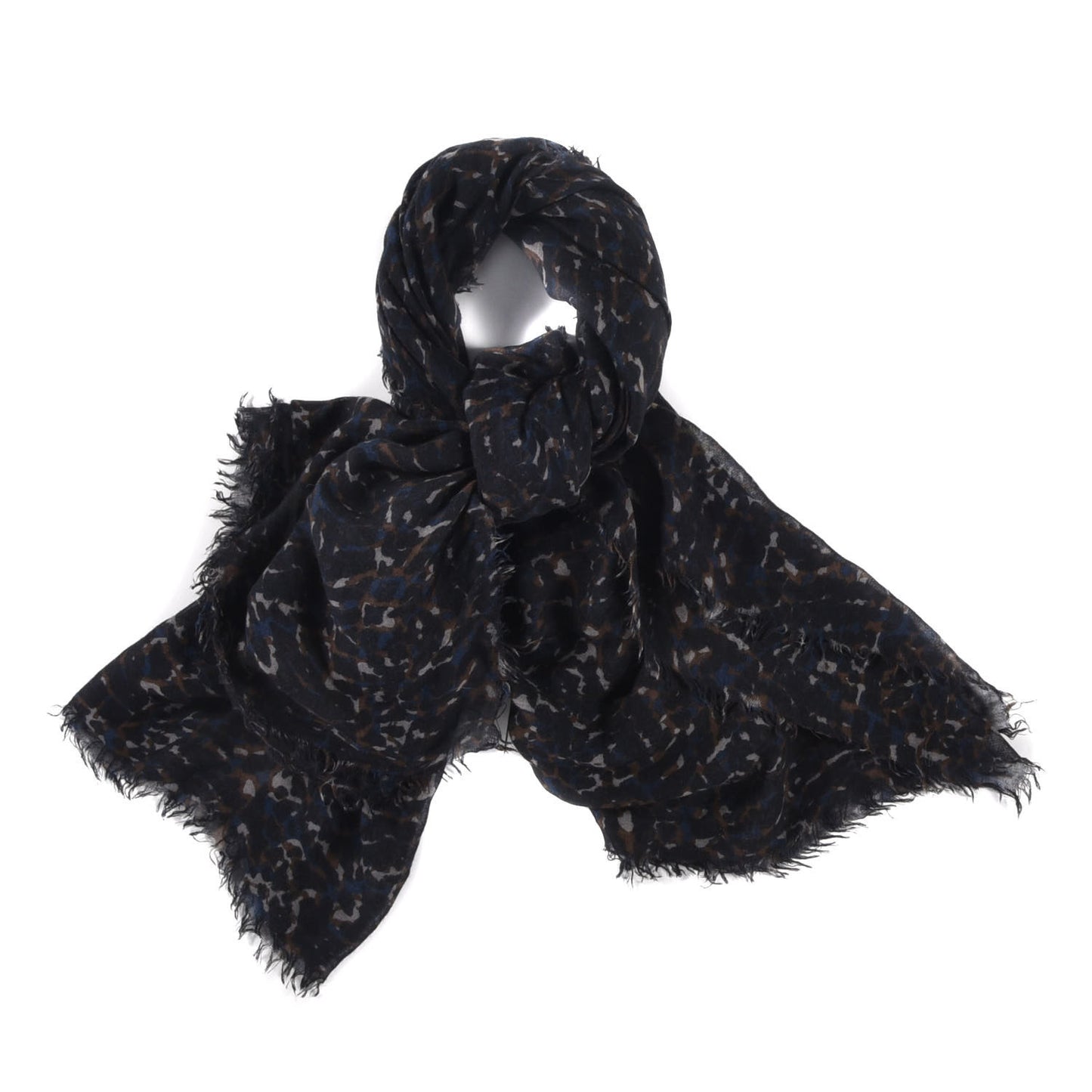 Cashmere Silk Leopard Stole Black