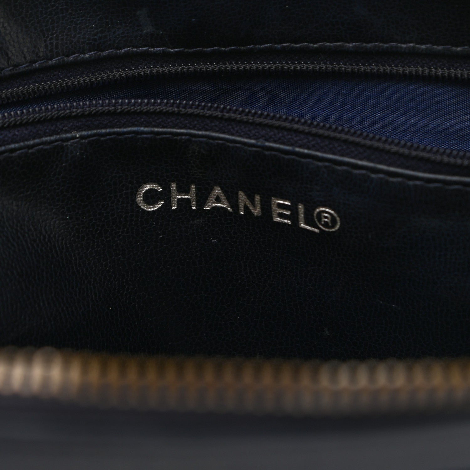 Chanel Lambskin Chevron Quilted Camera Case Navy 6 of 9