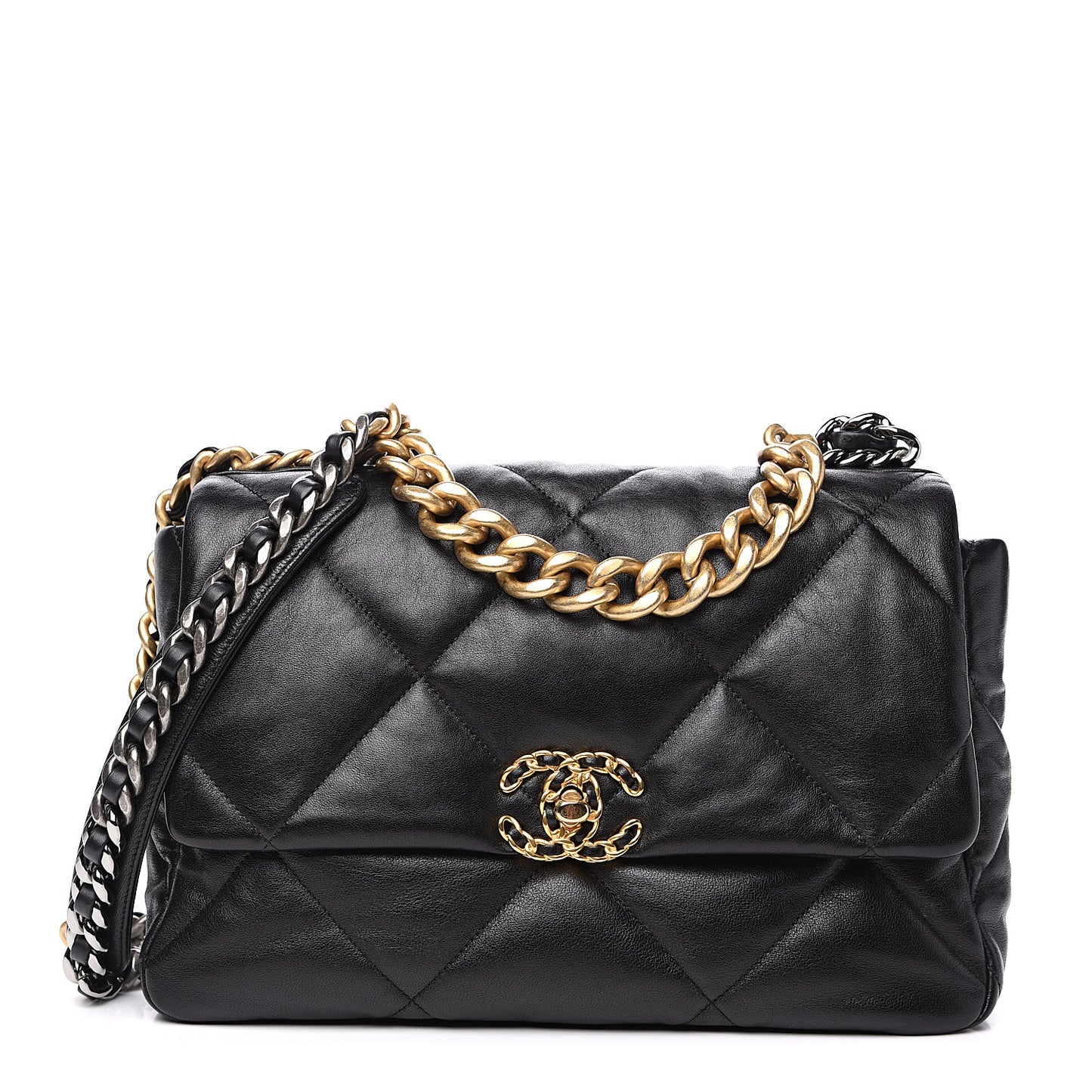 Lambskin Quilted Large 19 Flap Black