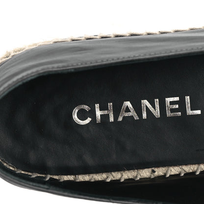 Chanel Calfskin Kid Suede CC Espadrilles 41 Dark Gray Black 8 of 10