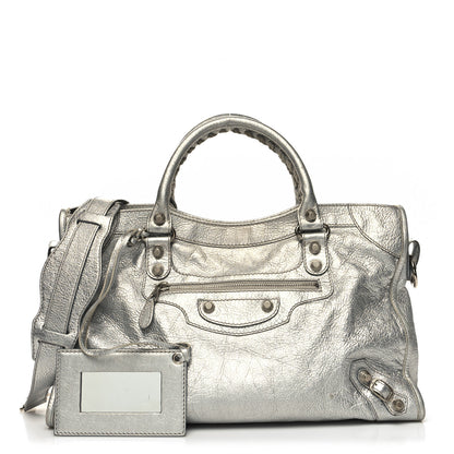 Balenciaga Metallic Agneau Giant 12 Silver Hardware City Gris Aluminum 1 of 14