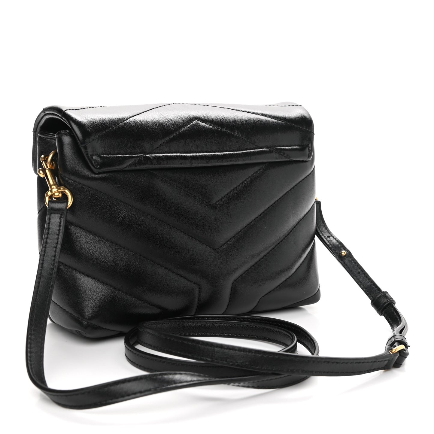 Calfskin Y Quilted Monogram Toy Loulou Crossbody Bag Black