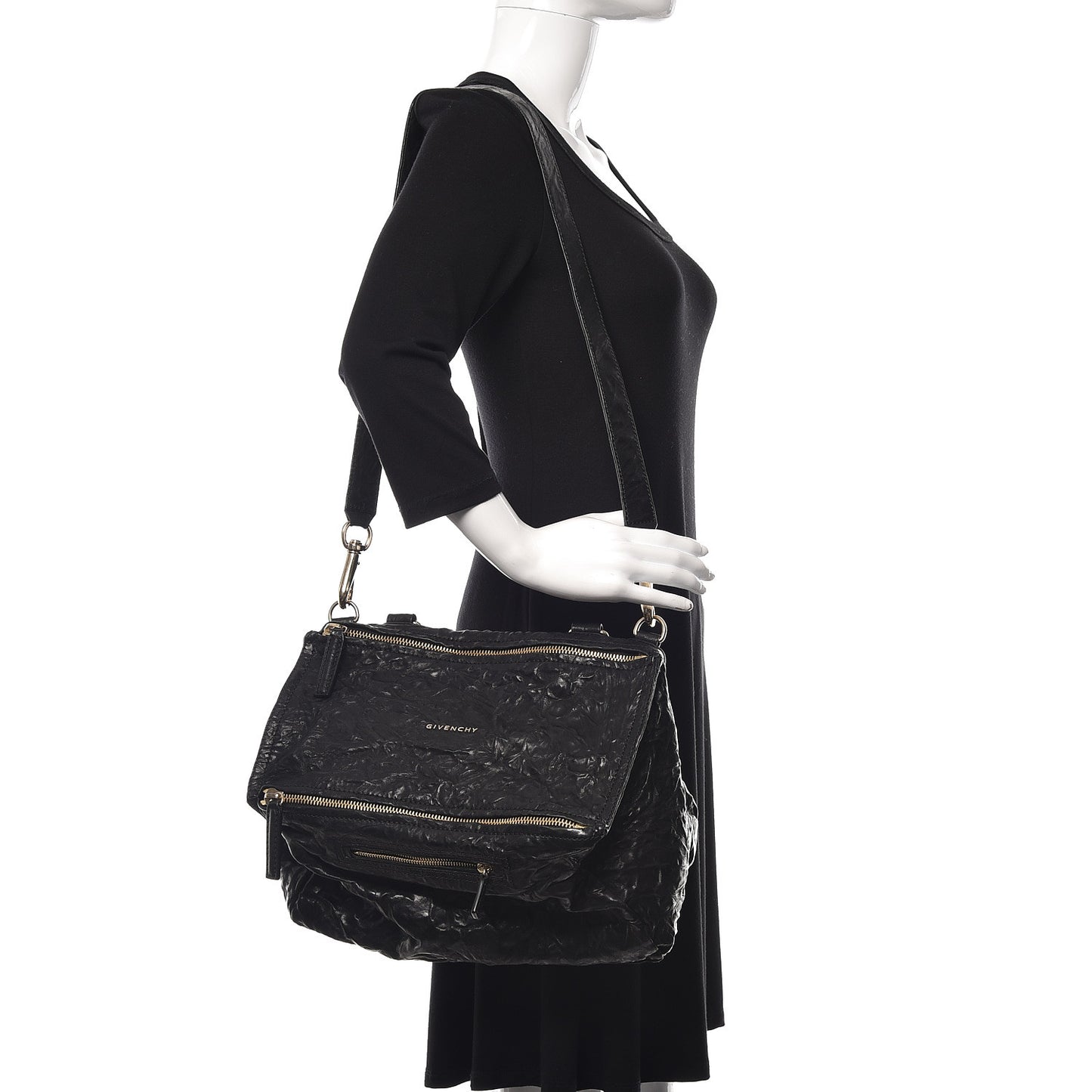 Tumbled Sheepskin Medium Pandora Bag Black