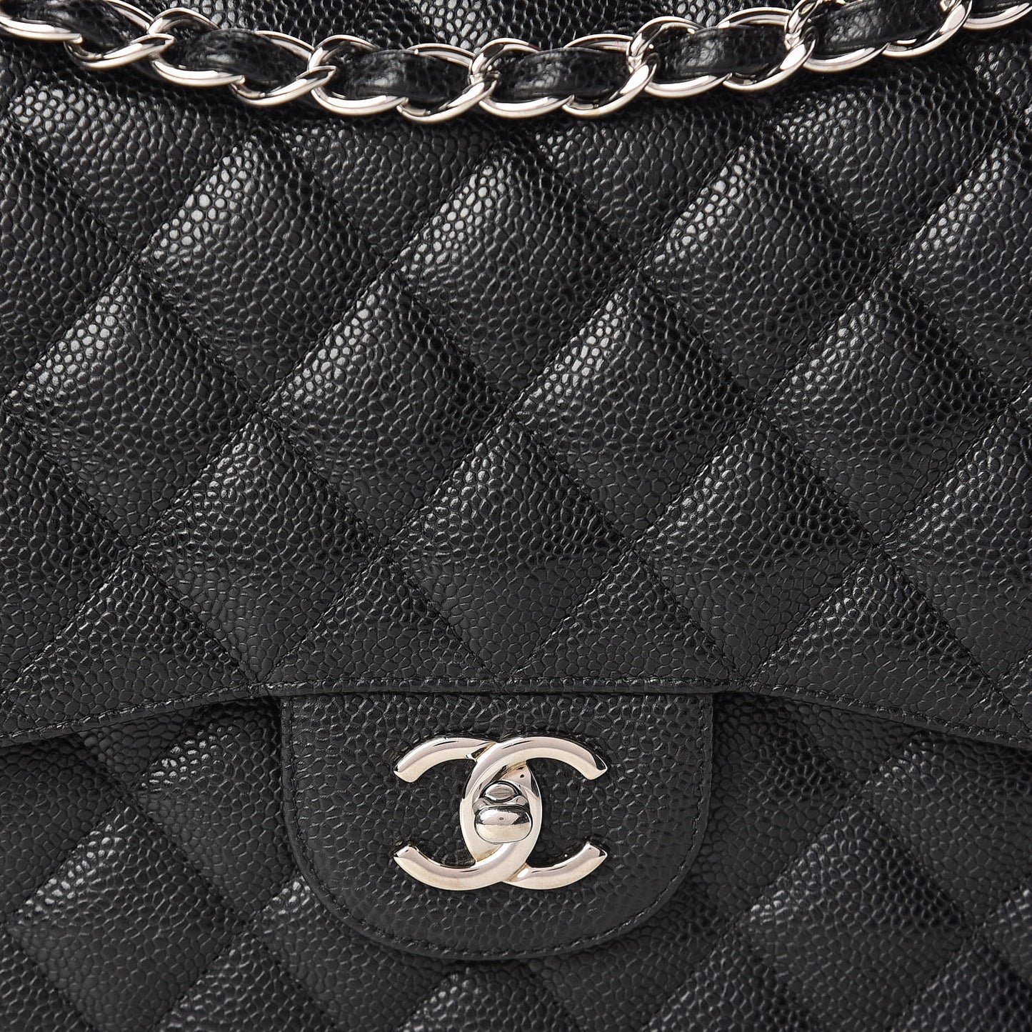 Caviar Quilted Jumbo Double Flap Black