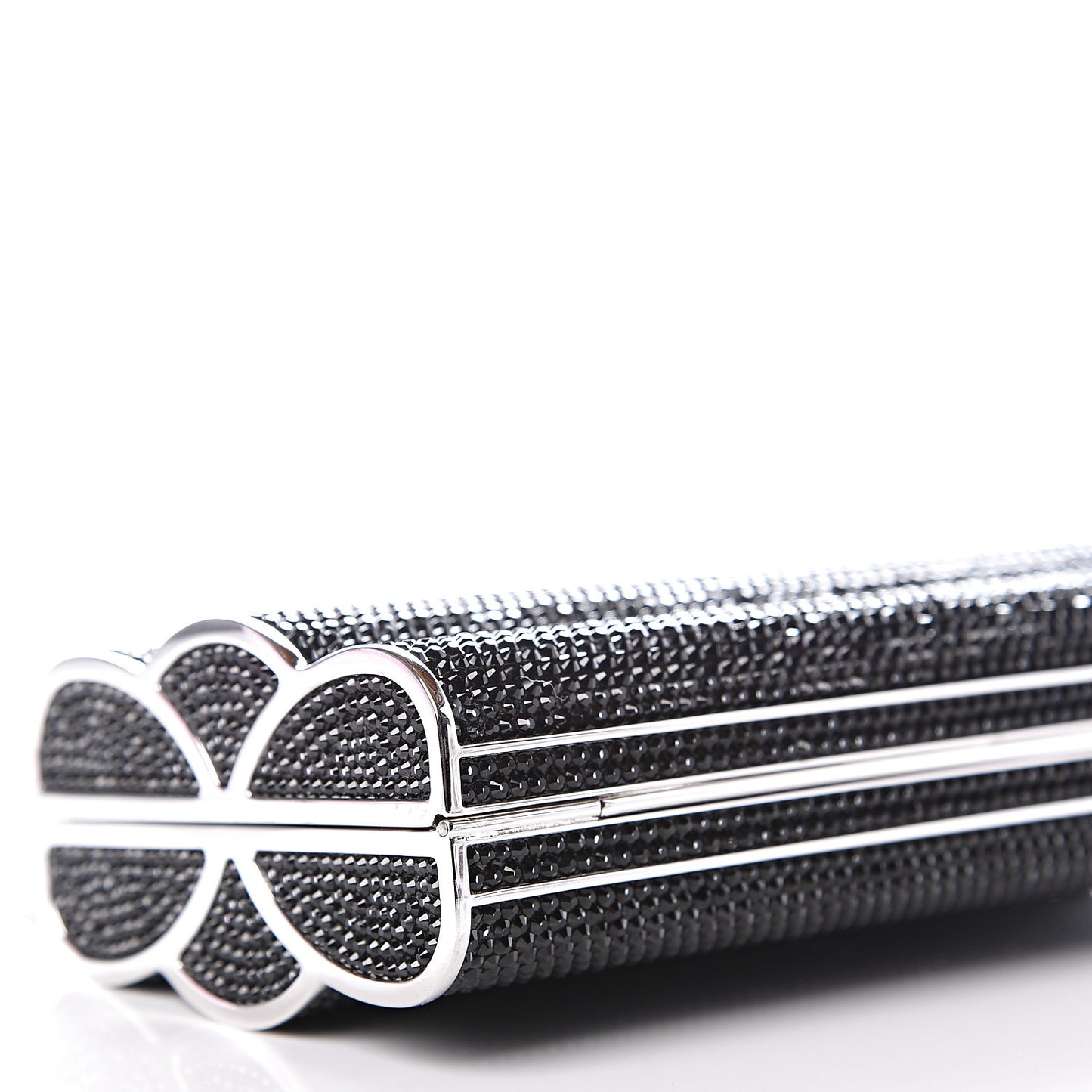 Swarovski Crystal Minaudiere Clutch Black Silver