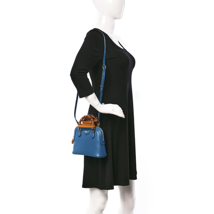 Gucci Textured Dollar Calfskin Mini Diana Dome Tote Bag Blue 2 of 8