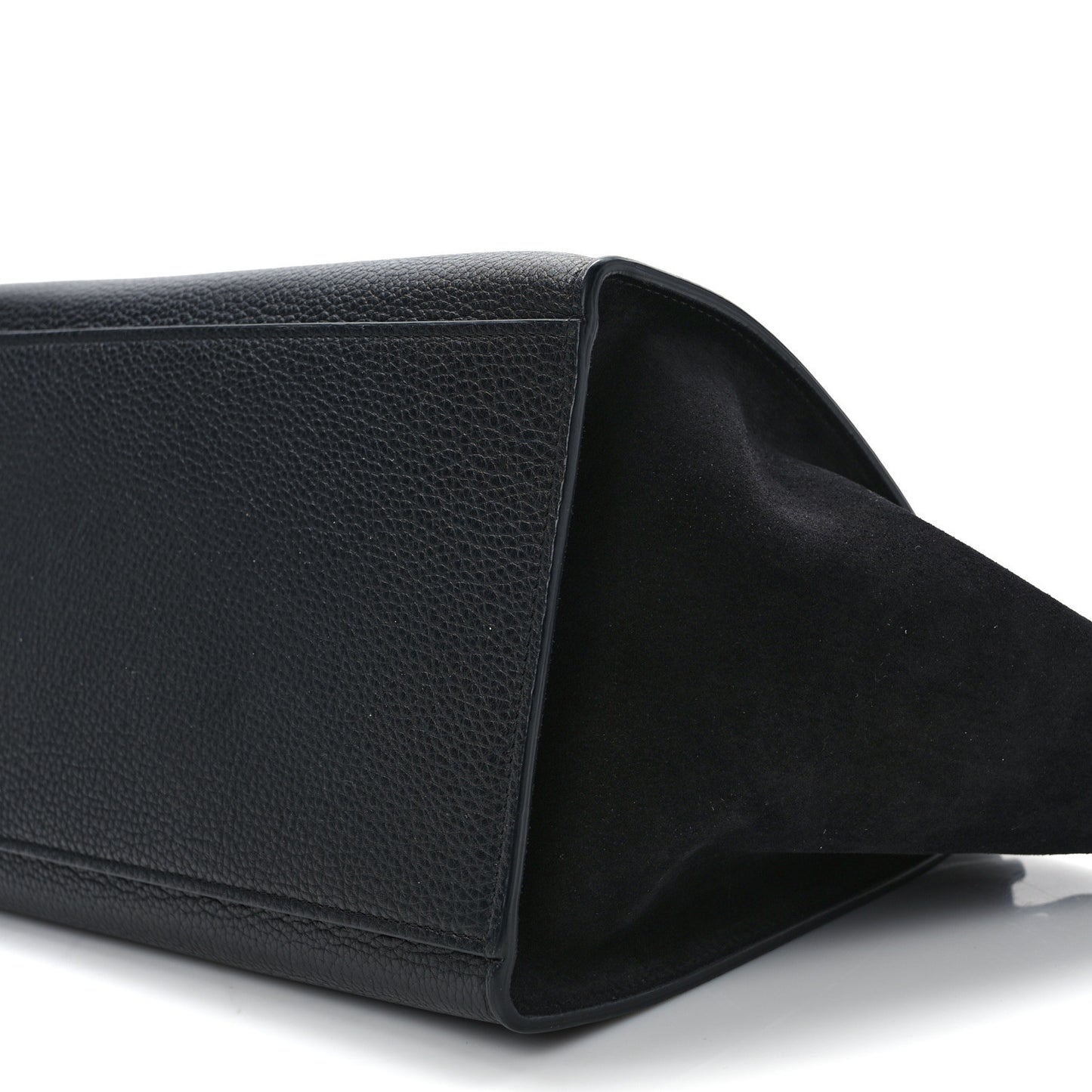 Drummed Calfskin Suede Small Trapeze Black
