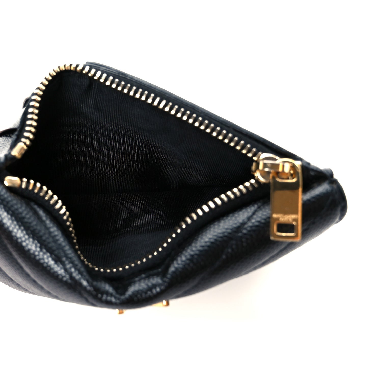 Grain De Poudre Matelasse Chevron Monogram Compact Wallet Black