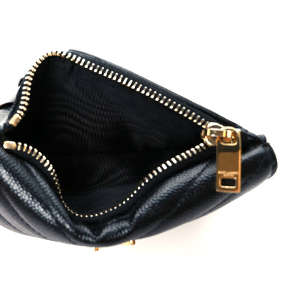 Saint Laurent Grain De Poudre Matelasse Chevron Monogram Compact Wallet Black 9 of 20