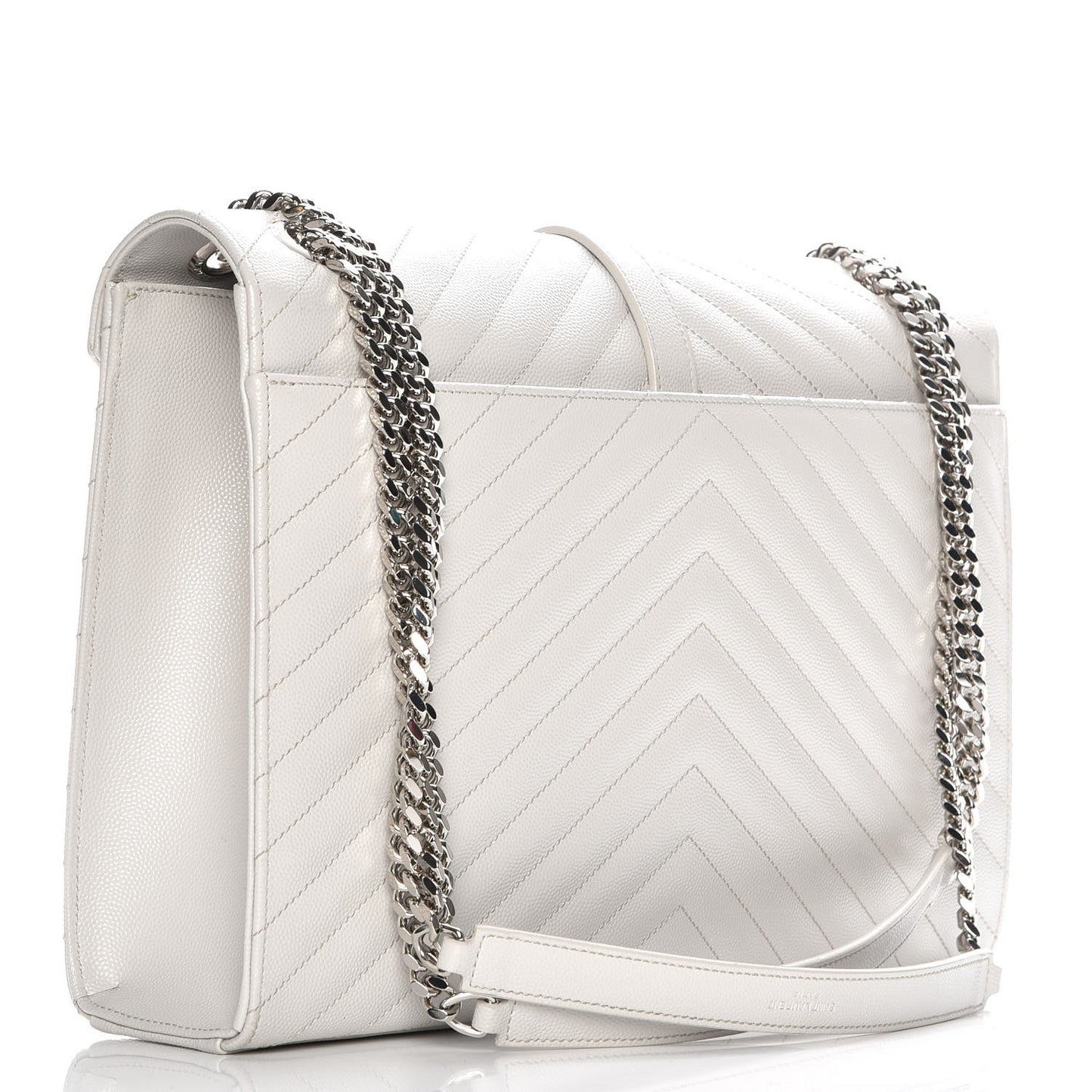 Grain De Poudre Matelasse Chevron Large Monogram Satchel Light Grey