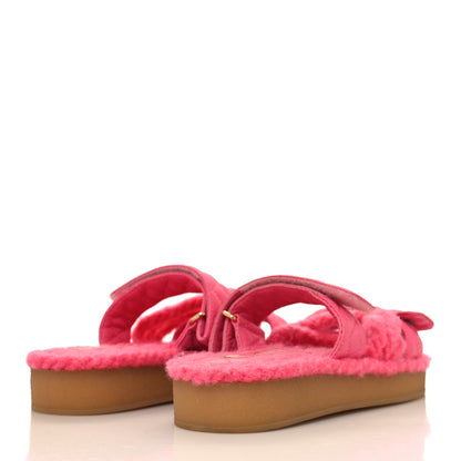 Chanel Cord Lambskin Quilted Logo Sandals 37 Pink 4 of 9
