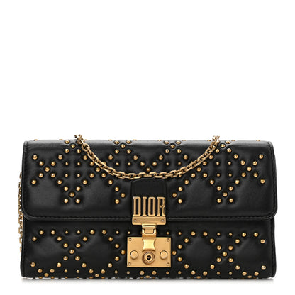 Christian Dior Lambskin Cannage Studded Dioraddict Wallet on Chain Black 1 of 11