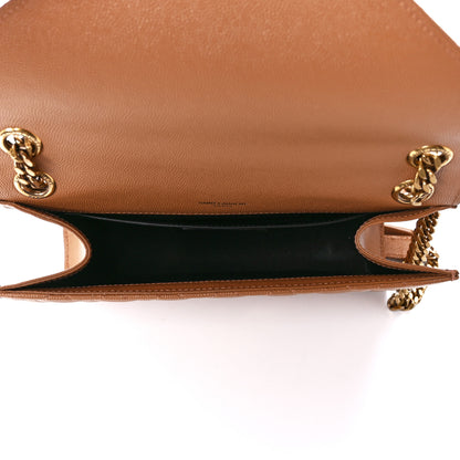 Saint Laurent Grain De Poudre Mixed Matelasse Triquilt Monogram Chain Wallet Dune 5 of 12
