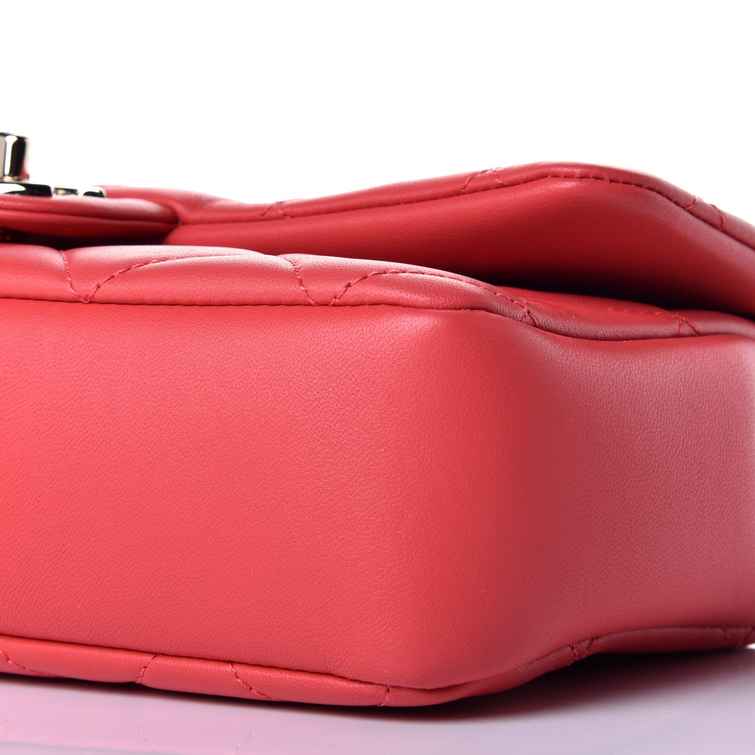 Chanel Lambskin Quilted Resin Bi-Color Chain Flap Bag Red 10 of 11