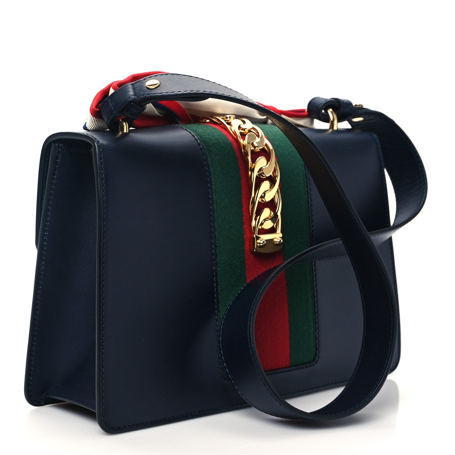 Gucci Calfskin Small Sylvie Shoulder Bag Blue Agata 3 of 13