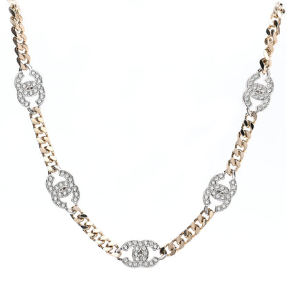 Chanel Crystal Chain CC Link Choker Gold Silver 1 of 7