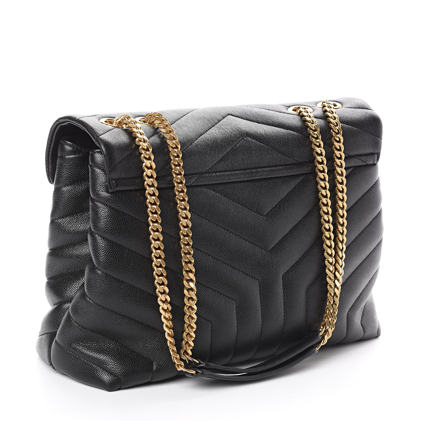 Grain de Poudre Calfskin Y Quilted Monogram Medium Loulou Chain Satchel Black