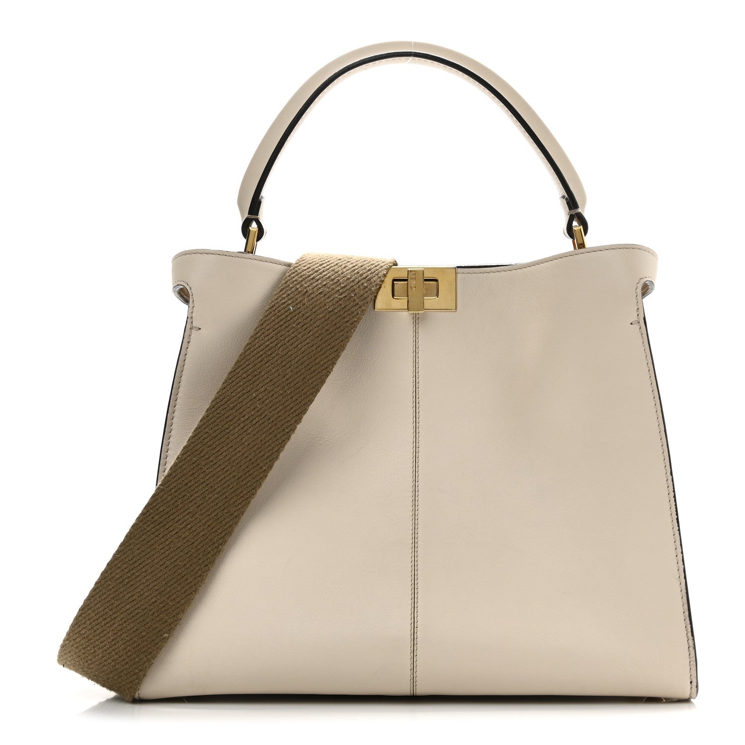 Fendi Vitello Seta Century Medium Peekaboo X-Lite Camelia Barolo 1 of 9