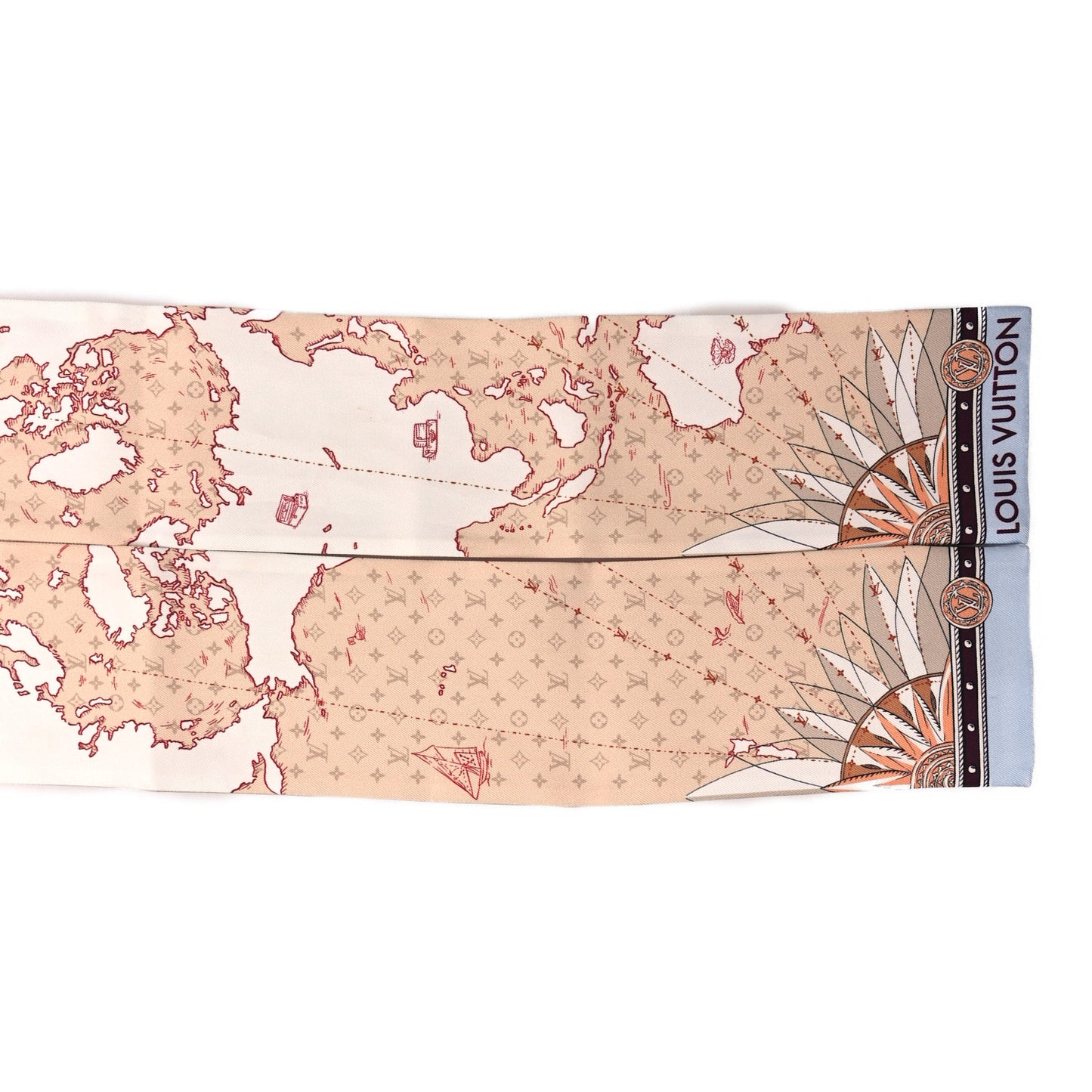 Silk Monogram LV Map Bandeau Beige