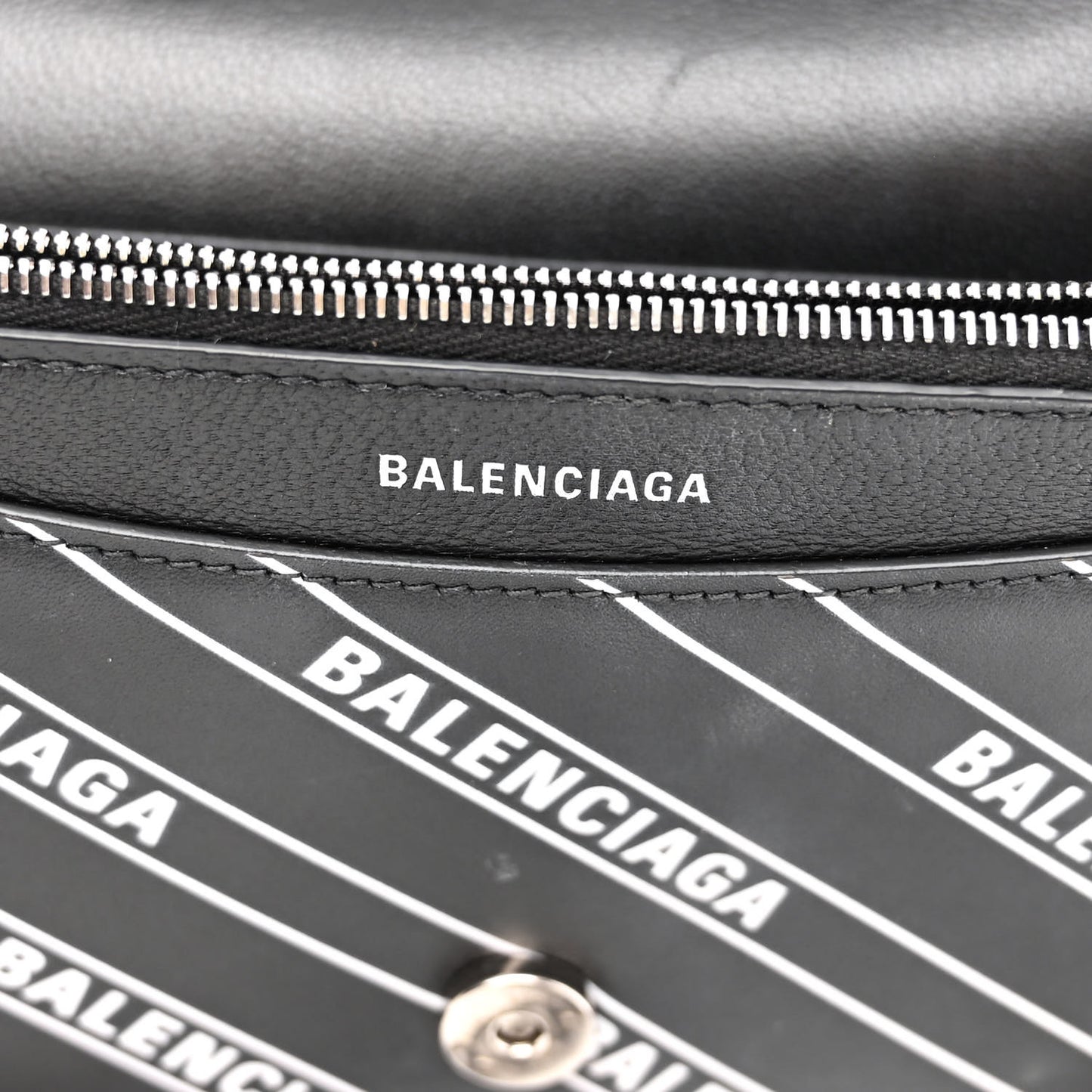 Matte Calfskin Diagonal Allover Logo Print B Wallet on Chain Black White