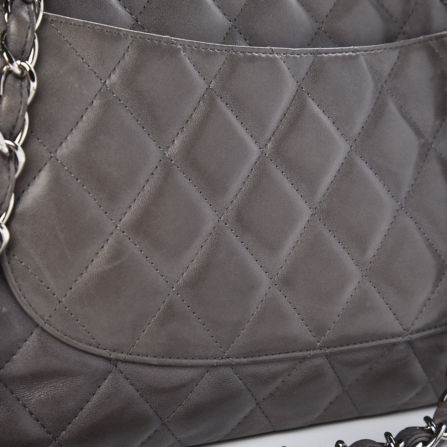 Chanel Lambskin Quilted Jumbo Single Flap Dark Grey 9 of 10